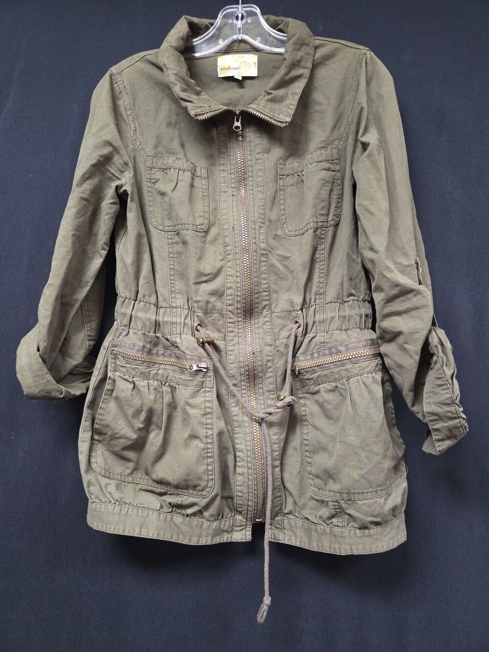 Sashimi Green Utility Jacket Coat Size Small Zip Front Outdoors Outerwear
